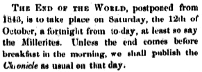 End of the World - Cambridge Chronicle, 1848